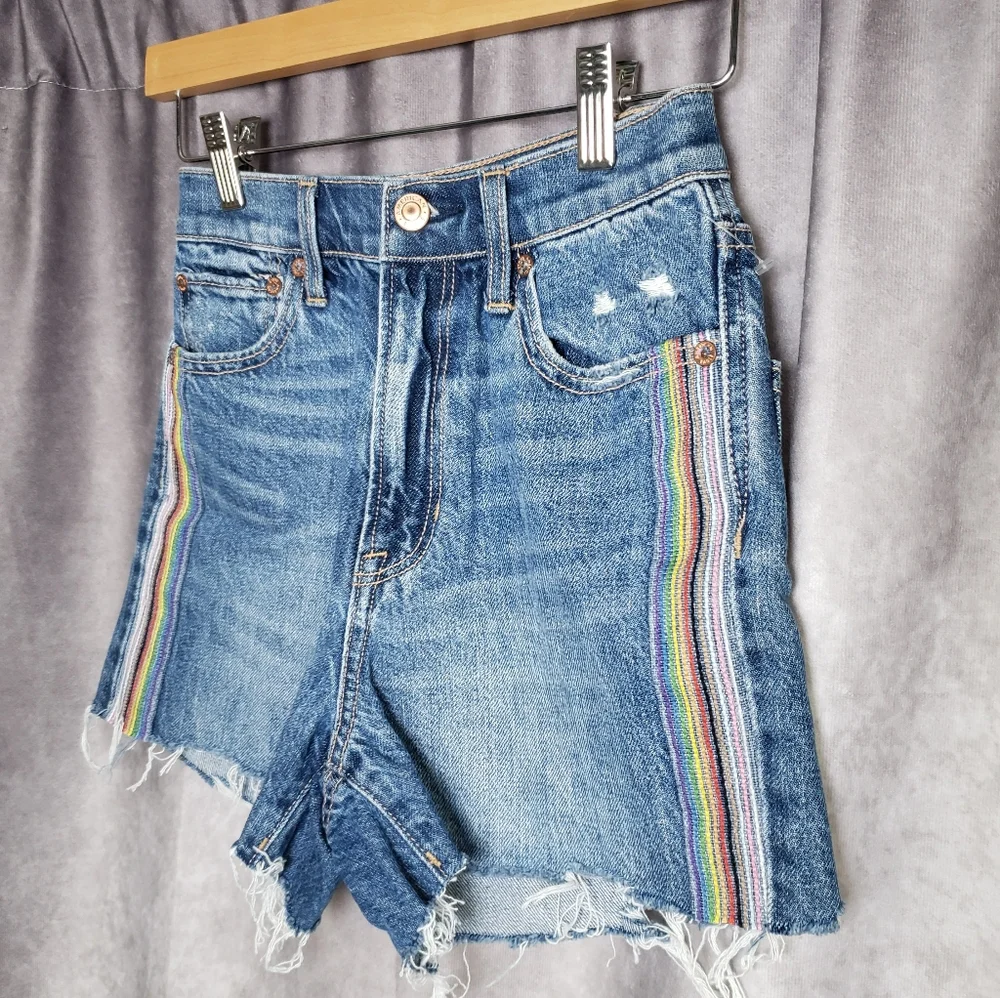 American Eagle *NEW* Womens Rainbow Highest Rise 90s Boyfriend Denim Shorts 00